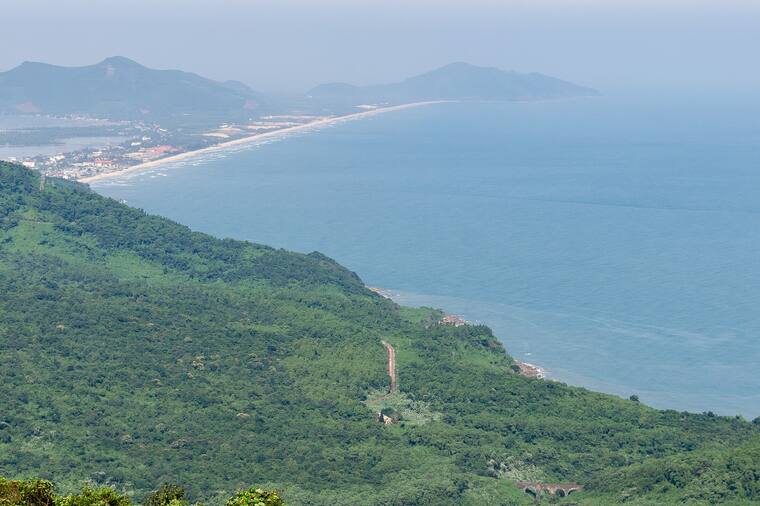 The bay of Lang Co seen from the Hai Van Pass