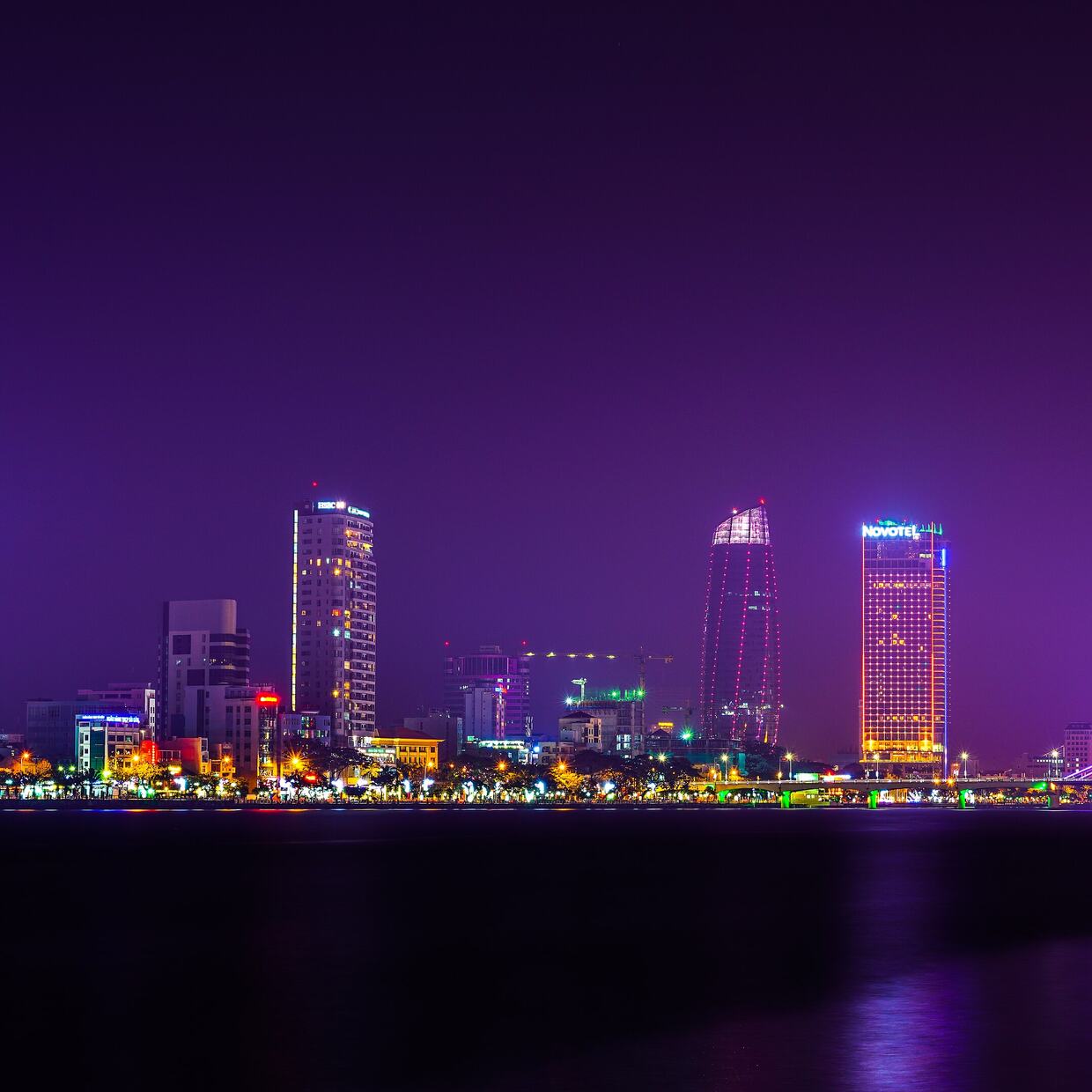 Đà Nẵng at night, seen across the Hàn river
